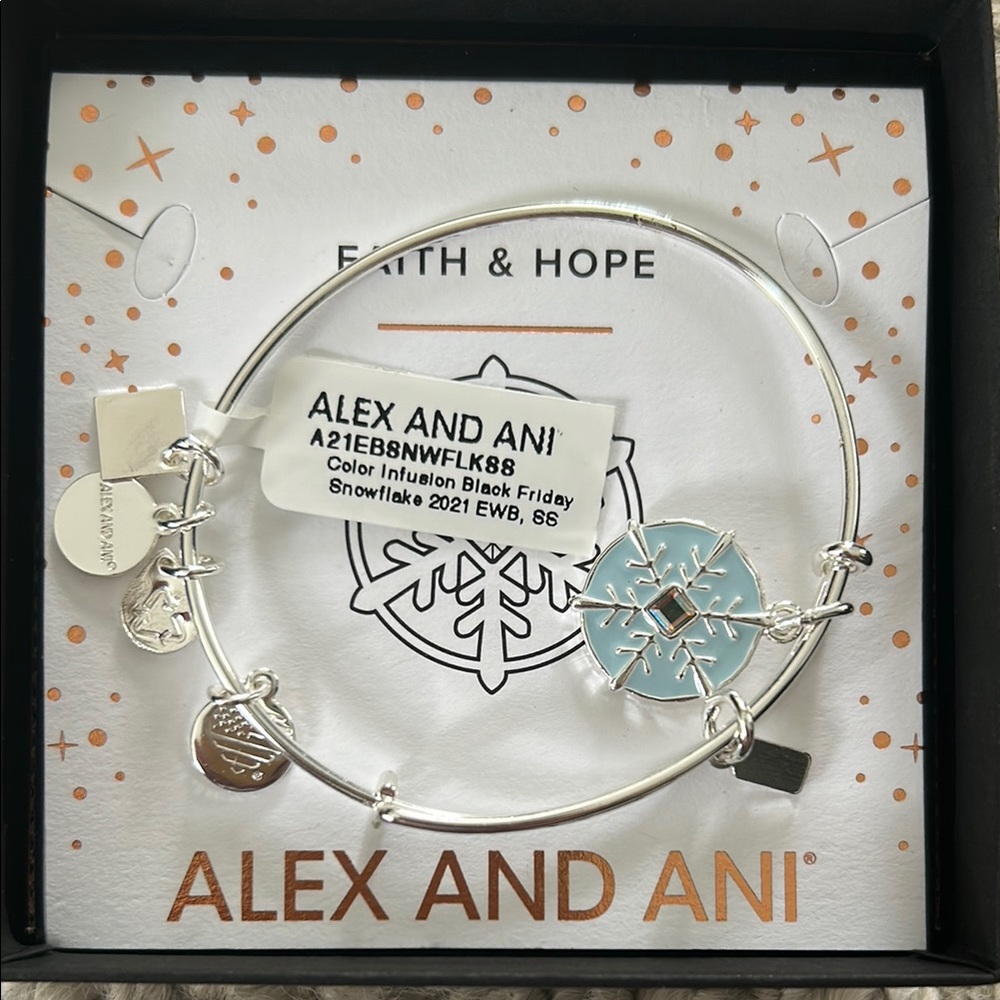 Alex and Ani Silver and Blue Charm Bracelet